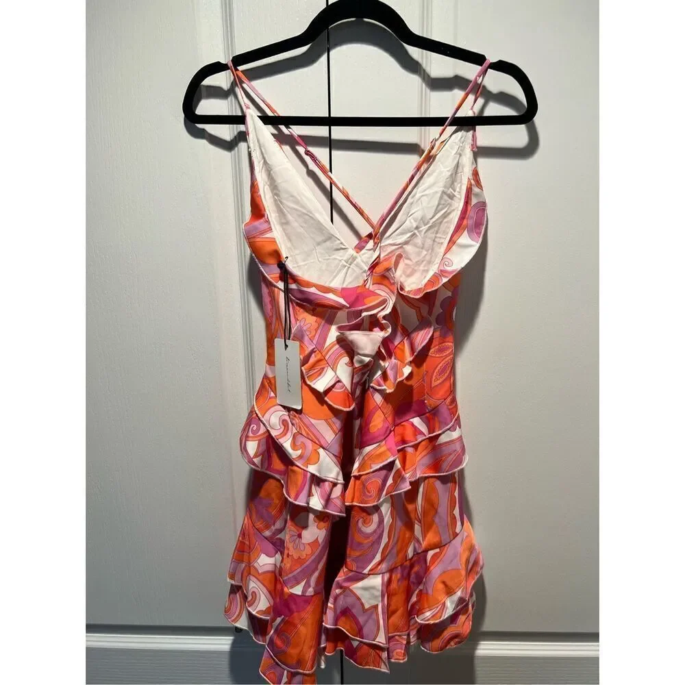 Line and dot Mara Ruffle Mini Dress Color:Pink Multi Size S NWT$124 - Picture 6 of 6